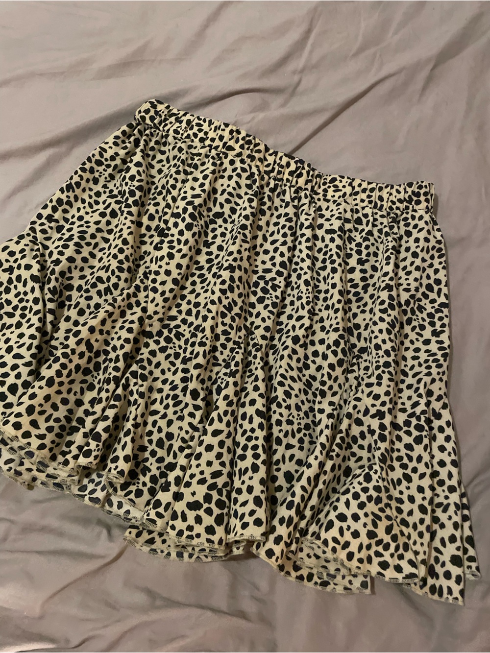 3/$30 SHEIN Beige Mini Skirt with Black Leopard Print